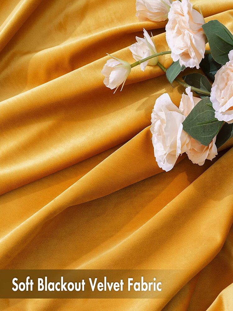Solid Color Single Panel Curtain, Yellow Polyester Blackout Curtain For Home - Yellow - View 7