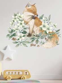 狐狸和花卉圖案自粘掛畫貼花裝飾 - 彩色 - 查看 3