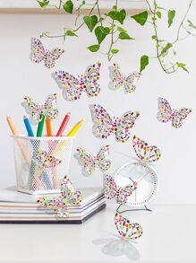 12pcs/set PVC Butterfly Sticker, Cute Floral Pattern Self Adhesive 3D Butterfly Wall Decor For Home - Multicolor - View 4