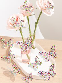 12pcs/set PVC Butterfly Sticker, Cute Floral Pattern Self Adhesive 3D Butterfly Wall Decor For Home - Multicolor - View 5