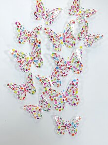 12pcs/set PVC Butterfly Sticker, Cute Floral Pattern Self Adhesive 3D Butterfly Wall Decor For Home - Multicolor - View 7