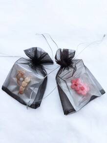 20入組/套網紗首飾類收納極簡黑色抽繩首飾袋套裝適合旅行