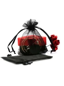 20入組/套網紗首飾類收納極簡黑色抽繩首飾袋套裝適合旅行