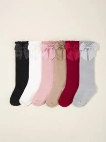 6pairs Baby Bow Decor Socks - Multicolor - View 1