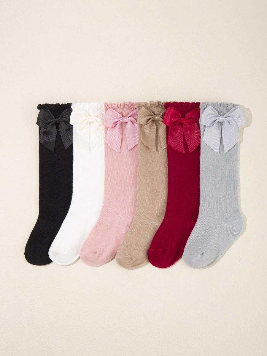 6pairs Baby Bow Decor Socks - Multicolor - View 1