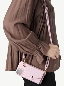 1个多功能斜挎钱包式手机壳，带耳机袋，PU皮革材质，兼容 17 Pro Max/17 Pro/17/Air/16 Pro Max/16/15/14/13、A16国际版，非国内版 - 粉色 - 查看 3