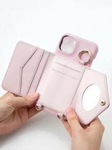 1个多功能斜挎钱包式手机壳，带耳机袋，PU皮革材质，兼容 17 Pro Max/17 Pro/17/Air/16 Pro Max/16/15/14/13、A16国际版，非国内版 - 粉色 - 查看 6