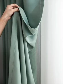 1pc Light Gray Blackout Curtain, Thermal Insulated Blackout Curtain Blocks UV Rays, Suitable For Living Room, Bedroom, Darkens Room In Power Outage, Autumn/Winter - Green - View 3