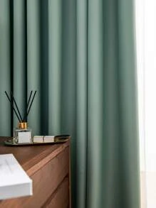 1pc Light Gray Blackout Curtain, Thermal Insulated Blackout Curtain Blocks UV Rays, Suitable For Living Room, Bedroom, Darkens Room In Power Outage, Autumn/Winter - Green - View 8