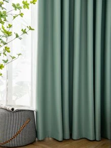 1pc Light Gray Blackout Curtain, Thermal Insulated Blackout Curtain Blocks UV Rays, Suitable For Living Room, Bedroom, Darkens Room In Power Outage, Autumn/Winter - Green - View 6