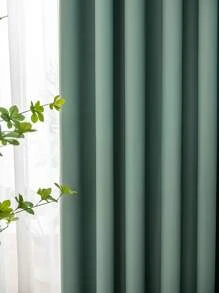 1pc Light Gray Blackout Curtain, Thermal Insulated Blackout Curtain Blocks UV Rays, Suitable For Living Room, Bedroom, Darkens Room In Power Outage, Autumn/Winter - Green - View 4