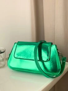 Neon Green Flap Bag - Green - View 5