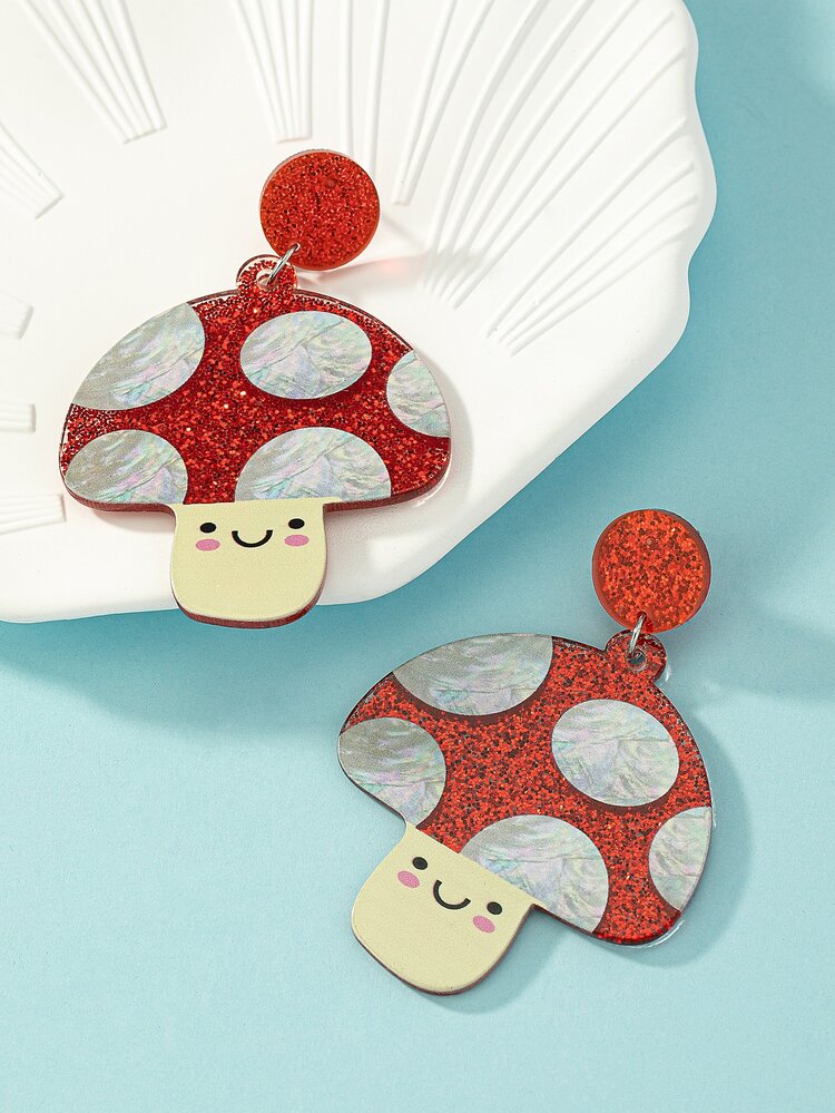 蘑菇耳墜 - 彩色 - 查看 3