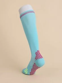 1pair Sports Over The Calf Socks - Baby Blue - View 2