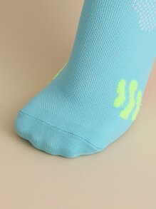 1pair Sports Over The Calf Socks - Baby Blue - View 4