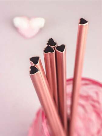 2 件套不锈钢吸管，浪漫心形设计吸管，适合情人节、厨房、圣诞节礼物