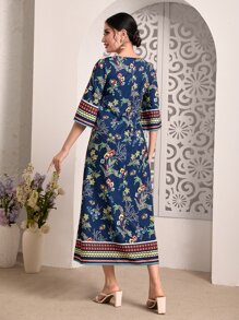 Seusyu 印花流蘇細節直筒連衣裙