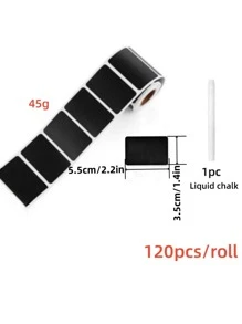 1卷素色標籤貼紙 - 黑色 - 查看 4