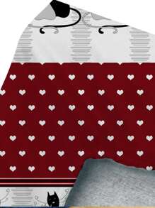 3入組/套情人節心形和貓咪圖案床笠套裝無填充物臥室卡通布藝床上用品床笠套裝 - 彩色 - 查看 5