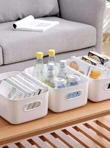 1 PC PP Để Bàn Hộp Lưu Trữ, Tối Giản Màu Trắng Hình Chữ Nhật Để Bàn Tổ Chức Cho Vanity, Tủ Áo, Quầy Phòng Tắm - trắng - Xem 1