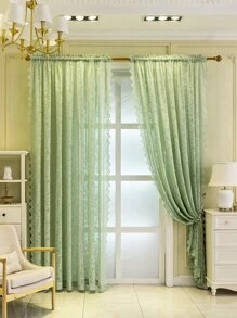 Phòng Ngủ Thêu Hoa Trang Trí Con Sò Rèm Một Mảnh, Rèm Lưới Màu Xanh Lá Cây - màu xanh lá - Xem 1
