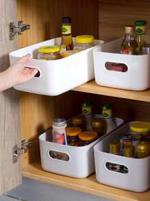 1 PC PP Để Bàn Hộp Lưu Trữ, Tối Giản Màu Trắng Hình Chữ Nhật Để Bàn Tổ Chức Cho Vanity, Tủ Áo, Quầy Phòng Tắm - trắng - Xem 5