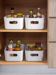 1 PC PP Để Bàn Hộp Lưu Trữ, Tối Giản Màu Trắng Hình Chữ Nhật Để Bàn Tổ Chức Cho Vanity, Tủ Áo, Quầy Phòng Tắm - trắng - Xem 7