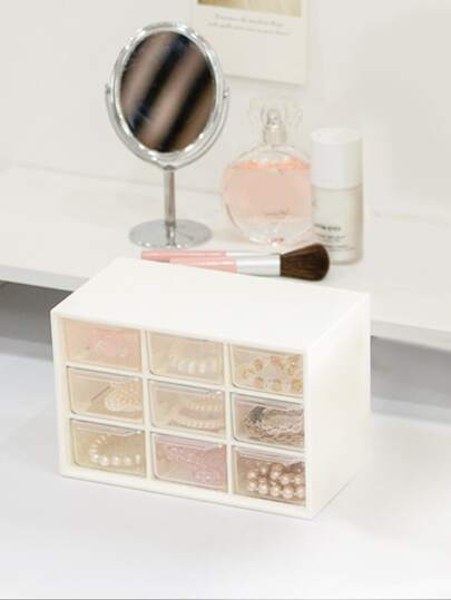 1入組便攜式塑料首飾收納盒家用多格首飾收納盒