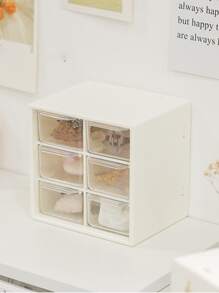 1入組便攜式塑料首飾收納盒家用多格首飾收納盒 - 白色 - 查看 3