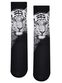 男士老虎印花中筒襪 - 彩色 - 查看 1