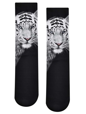 男士老虎印花中筒襪