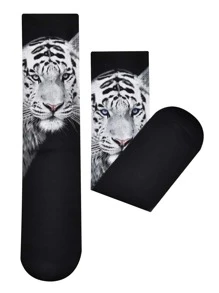 男士老虎印花中筒襪 - 彩色 - 查看 2