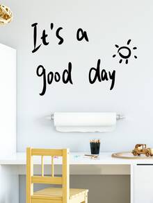 1pc Slogan Graphic Wall Sticker, Simple PVC Black Sign & Sun Print Wall Decal For Home Decoration - Black - View 3