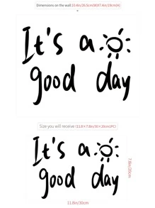 1pc Slogan Graphic Wall Sticker, Simple PVC Black Sign & Sun Print Wall Decal For Home Decoration - Black - View 4