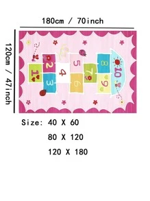 1入組花卉和數字圖案地毯卡通滌綸數字和幾何圖案地毯適用於客廳和臥室 - 彩色 - 查看 3