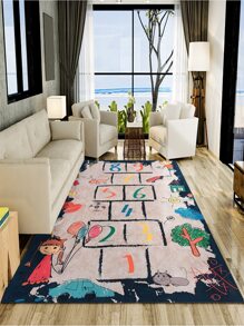 1入組卡通圖案地毯現代滌綸家用地墊 - 彩色 - 查看 1