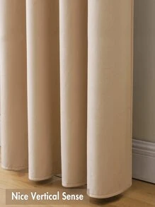 滌綸1片極簡臥室和客廳單面板遮光窗簾 - 米色 - 查看 6