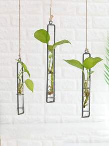 1pc Iron Plant Hanger, Creative Decorative Flower Pot Holder For Home - Black - View 1