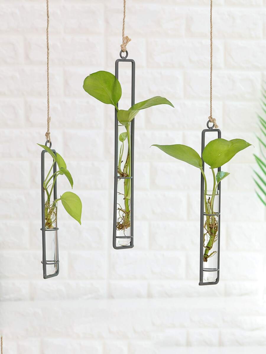 1pc Iron Plant Hanger, Creative Decorative Flower Pot Holder For Home - Black - View 1