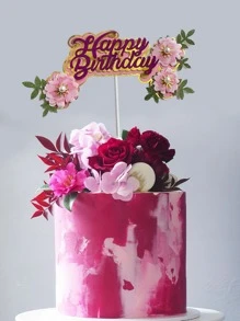 لتزيين الكيك على شكل زهرة وحروف، ديكور عصري بفيونكة على شكل حرف تصميم لتزيين الكيك لحفلات أعياد الميلاد قطعة واحدة