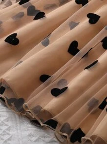 Sparklyn Tween Girl Heart Mesh Panel Ruffle Trim A-Line Dress - Multicolor - View 4