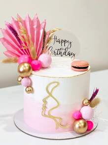 1pc Slogan Graphic Cake Topper, Modern PMMA Cake Top Decoration For Party - Clear - View 1