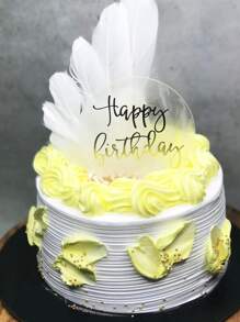 1pc Slogan Graphic Cake Topper, Modern PMMA Cake Top Decoration For Party - Clear - View 2