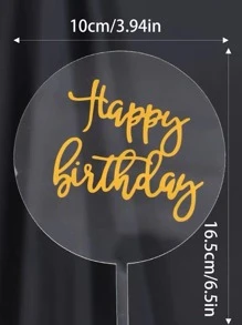 1pc Slogan Graphic Cake Topper, Modern PMMA Cake Top Decoration For Party - Clear - View 3