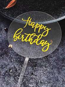 1pc Slogan Graphic Cake Topper, Modern PMMA Cake Top Decoration For Party - Clear - View 4