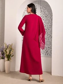 Divindia Gold Floral Draped Detail Dress - Multicolor - View 2