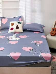 1 Nơ & Trái Tim In Trang Bị Tấm Lãng Mạn Chất Liệu Vải Chống Thấm Nước Trang Bị Tấm Đáy Cho Tất Cả Các Mùa - Màu xanh lam - Xem 4