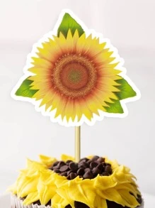 12 cái/bộ Giấy Trang Trí Bánh Topper, Thiết Kế Hình Hoa Hướng Dương Trang Trí Trên Bánh Cho Bữa Tiệc - Nhiều màu - Xem 3