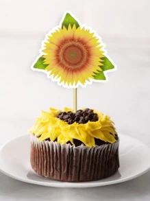 12 cái/bộ Giấy Trang Trí Bánh Topper, Thiết Kế Hình Hoa Hướng Dương Trang Trí Trên Bánh Cho Bữa Tiệc - Nhiều màu - Xem 4
