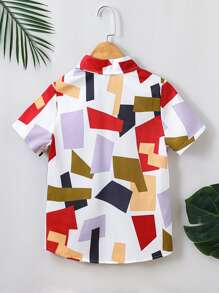Boys Allover Geo Graphic Shirt - Multicolor - View 2